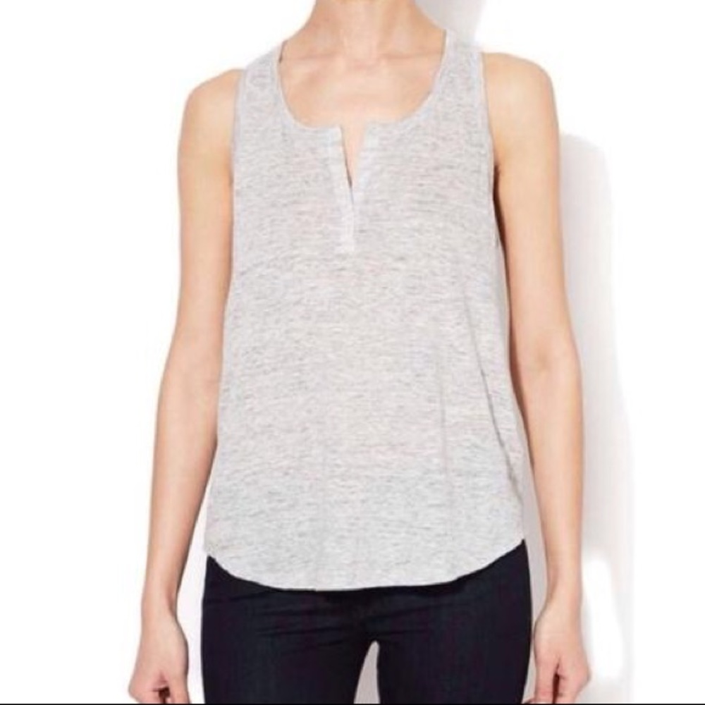 VINCE Split Neck Linen Tank. NWT